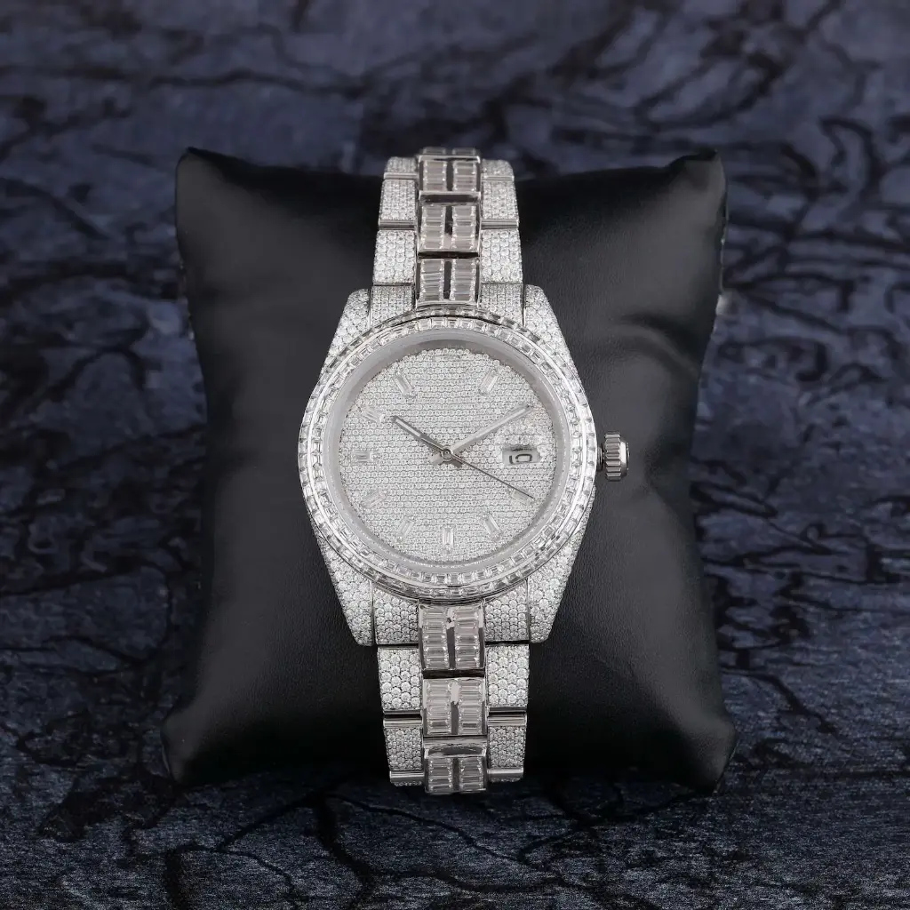 Baguette Cut Moissanite Watches Brilliant Cut VVS1 Moissanite