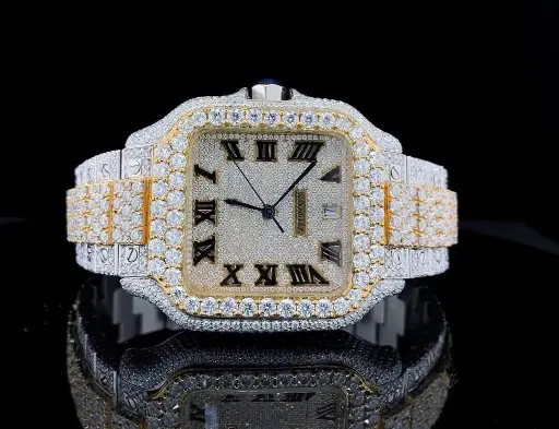 White Moissanite Automatic Wrist Watch with Box