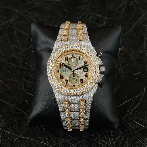 32 Ct VVS1 Diamond Watch Hip-Hop Moissanite Watch with box
