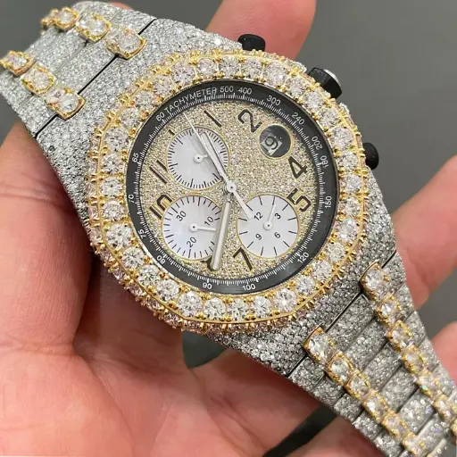 Fully iced out moissanite diamond watch with box