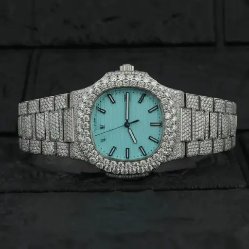 Pure Luxe Full Iced Out Moissanite Diamond Watch for Men with box