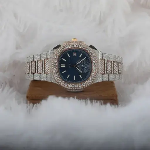 Luxury Full Iced Out Moissanite Diamond Gold Watch